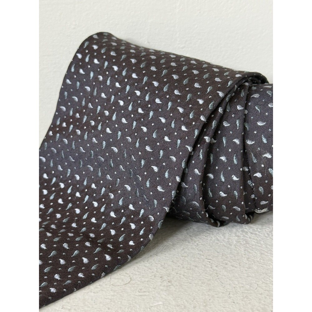 Armani Collezioni Silk Tie Black Gray Paisley Made in Italy Classic Designer